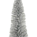 6FT Tinsel Tree Slim Pencil Christmas Tree Silver Champagne - Silver  199.0059