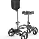 Knee Scooter Foldable Knee Scooter for Adults for Foot Surgery with Bag Steerable Knee Walker with Adjustable Footrest Knee Walker for Ankle Foot Recovery Crutch Alternative Dark Grey