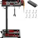 DEHOYI Adjustable Height Tool Cart with Wheels for Garage, Mechanic Rolling Tool Tray Table, Heavy Duty Metaol Tool Cart(Black)