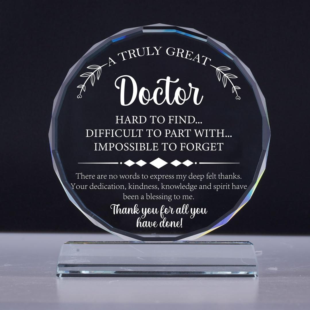Uniquilling Gifts for Doctor, Best Doctor Award Crystal Plaque with Gift Box Packaging, Appreciation/Thank You Gifts for Doctor, Christmas/Retirement/Birthday Gift for Doctor