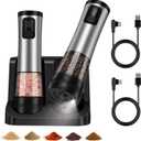 Electric Salt and Pepper Grinder Set with LED Light, 5 External Adjustable Coarseness, 800mAh Battery Life, 100ml*2 Large Capacity and Upgraded 2-Speed SettingThe Ultimate Kitchen Companion