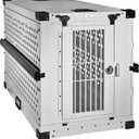 Heavy Duty Fully Collapsible Powder-Coated Aluminum Dog Crate - Large (White) (41.6"L x 29.7"W x 33.9"H)