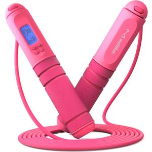 multifun Jump Rope, Adjustable Digital Jump Rope with Calorie Counter, Ball Bearings & Alarm  Ideal for Fitness, CrossFit, Boxing, MMA, Gym  Multifunctional Speed Skipping Rope (Rosepink)