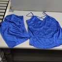 RSLOVE Women V Neck Sexy Lingerie Satin Sleepwear Pajamas Cami Shorts Set Nightwear (Large, Iris)