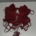 Lilosy Sexy Floral Lace Up Corset Garter Lingerie Set (Medium, Red)