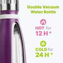 Kids Water Bottle for School-12 oz Stainless Steel Double Wall Vacuum Insulated Sports Water Bottle Reusable Metal Leak Proof Cola Shape Flask for Girls(Dark Purple)