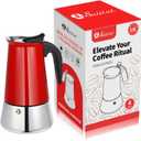 Moka Pot, 4 Cups (7.1 oz) Stovetop Espresso Maker, 304 Stainless Steel Moka Pot, Induction Compatible, Red