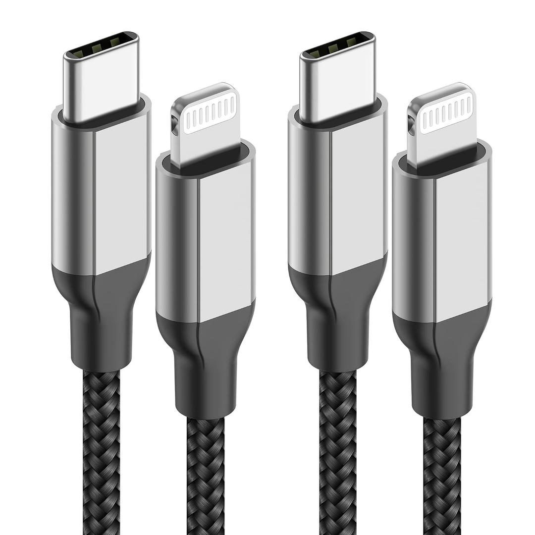 10ft USB C to Lightning Cable 2Pack,[Apple MFi Certified]Power Delivery USB C iPhone Charger Fast Charging,10 foot Nylon Braided Type C to Lightning Cord for iPhone 14 13 12 11 Pro Max XR XS 8 SE iPad