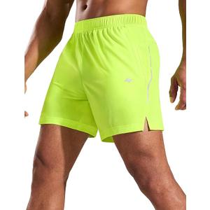 MIER Mens 5 Inch Athletic Running Shorts Quick Dry Lightweight Workout Gym Training Active Reflective Shorts,3 Zipper Pockets, Size XS