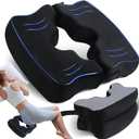 SAHEYER Bed Sore Cushions for Butt, Memory Foam Hemorrhoid Pressure Relief Pillow with Center Hole and Tailbone Cutout, for Long Sitting Coccyx, Sciatica, Postpartum, Pregnancy, After Surgery, Blue