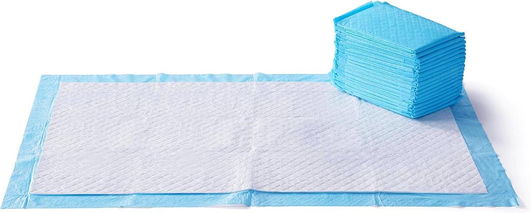 Amazon Basics Absorbent Dog and Puppy Pee Pads with 5-Layer Leak-Proof Design and Quick-Dry Surface for Potty Training, Heavy Duty Absorbency, Giant, 27.5 x 44 Inch - Pack of 30, Blue & White (Giant (30 Count))