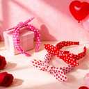 Suncalla 6 Pcs Mother's Day Bow Headbands for Women Red Pink White Heart Knotted Headband Bunny Ear Heart Hairband for Mom Women Mother's Day Hair Accessories