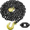 Grade 80 Log Chain 5/16'' X 14 Feet with Grab and Slip Hooks | Trailer Safety Chain WLL 4,900 lbs for Pulling & Towing