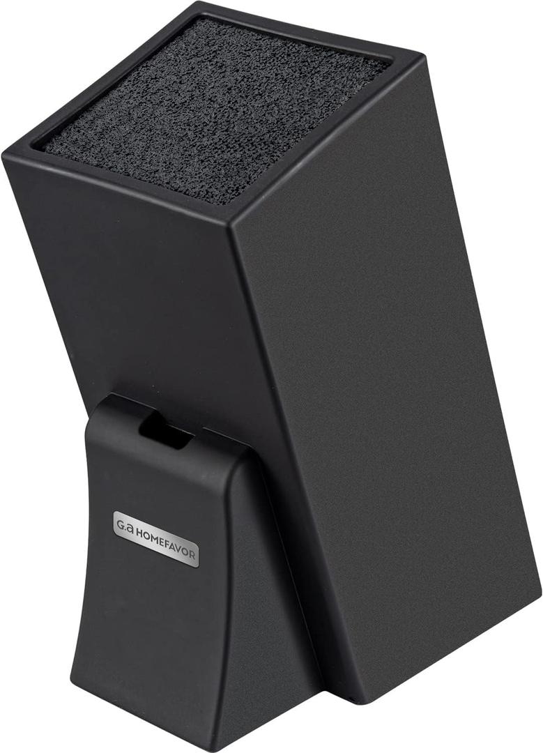 G.a HOMEFAVOR Universal Knife Block, Wood Knife Organizer with Removable Plastic Bristles, Knife Holder for Kitchen Counter, Knife Storage Rack Without Knives, Black