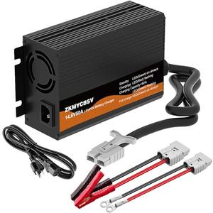 12V 50A Lithium Battery Charger, 14.6V 50A LifePO4 Battery Charger for 12.8V LiFePO4 Lithium Deep Cycle Rechargeable Battery, Multi Protections, Support Fast Charging, 12 Volt Charger for RV Boat Car