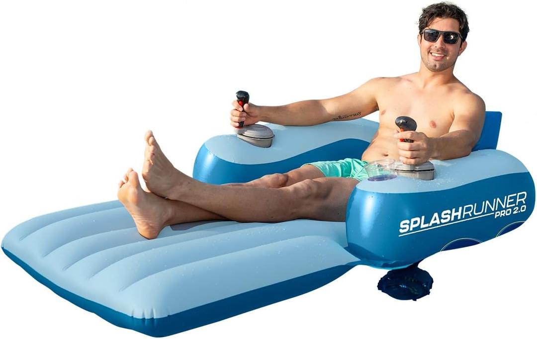 PoolCandy Splash Runner Pro 2.0 - Motorized Pool Float for Adults | Motorized Pool Lounger with Dual 66W Powerful Motors, Dual Joystick Control, Phone Holder & Cup Holder