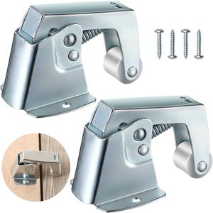 Dreyoo 2 Pack Screen and Storm Door Catch, 1-3/4 inch wide base with 1-5/8 inch Projection, Screen Door Spring Loaded Catch for Hinged Swinging Doors, Cabinets and Cupboards Doors Zinc Plated (Sliver)