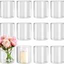 12pcs Glass Cylinder Vases for Centerpieces, 4 Inch Small Glass Flower Vase for Wedding Decoration Clear Floating Candle Holders Floral Vase Bulk for Table, Shelf, Holiday Party, Living Room Decor
