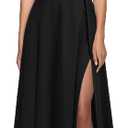MUSHARE Women's V Neck Sleeveless Split Formal Dress Cocktail Party Prom Long Dresses (Black, M)