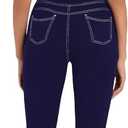 Sunzel Flare Leggings for Women High Waist Jean Style Workout Leggings with Pockets Tummy Control Wide Leg Flared Yoga Pants 30" Inseam Navy Blue Small