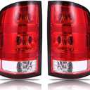 Tail Lights for 2007 2008 2009 2010 2012 2013 GMC Sierra, GMC Sierra 1500 2500HD 3500HD, Tail Light Assembly Driver & Passenger Side Taillights, Sierra Brake Rear Lamp, Red, 1 Pair