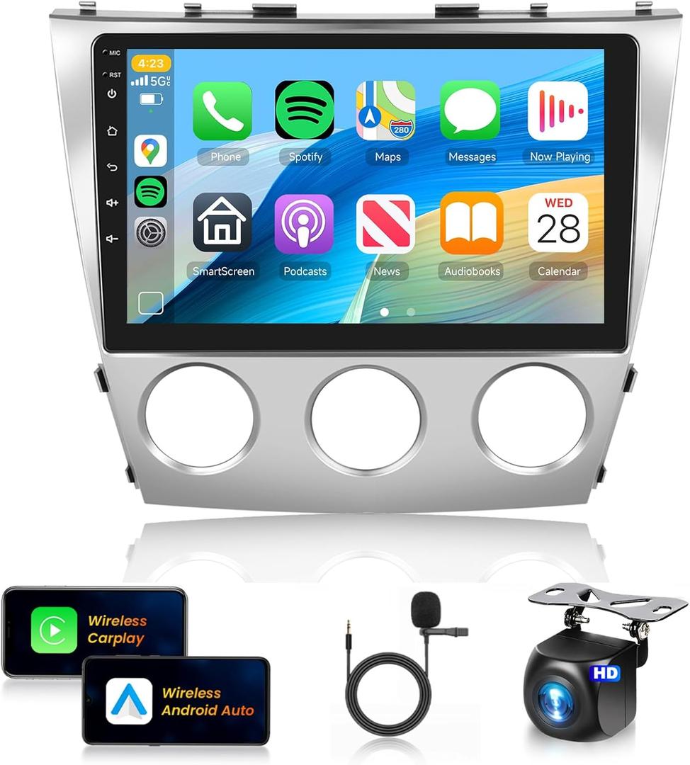4G+64G Car Stereo for Toyota Camry 2006-2011 Wireless CarPlay Android Auto,Android 10.1 IPS Touchscreen Car Radio BT5.0,GPS,WiFi,SWC,59UI,32EQ AI DSP+HD Backup Camera for Camry Radio(Manual A/C)
