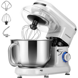 VIVOHOME Stand Mixer, 660W 10 Speed 6 Quart Tilt-Head Kitchen Electric Food Mixer with Beater, Dough Hook, Wire Whip and Egg Separator, Silver