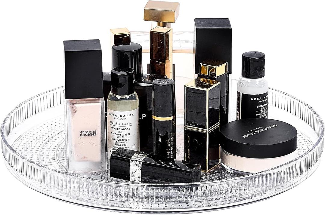 FreshKeeper Plastic Lazy Susan Organizer, Clear Pantry Shallow Lazy Susan Turntable for Cabinet and Kitchen 11