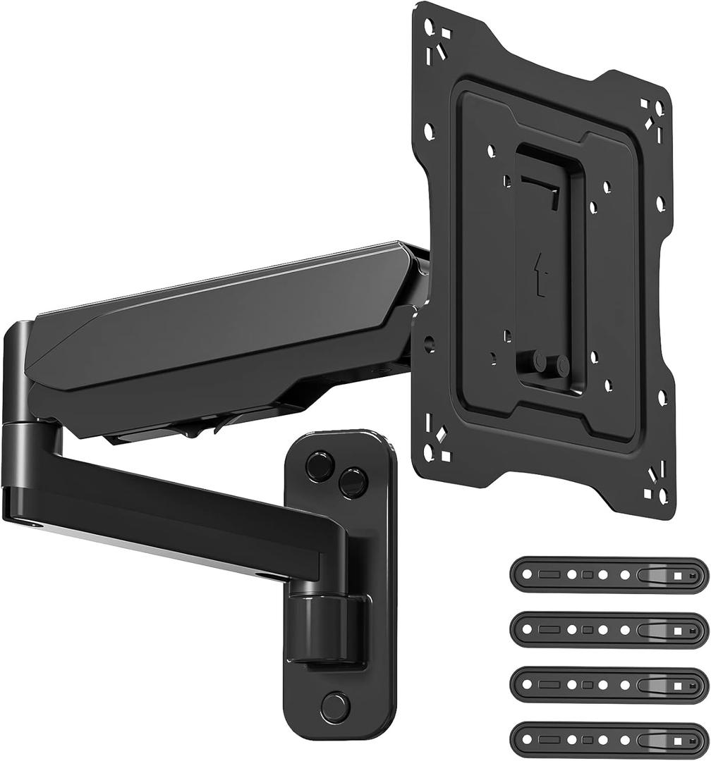 Full Motion TV Wall Mount for 13-55 Inch Flat or Curved TVs, Wall Mount TV Bracket with Articulating Gas Spring Arms, Extension, Tilt, Swivel, Leveling, Holds 11 to 46.3lbs,Max VESA 400x400mm