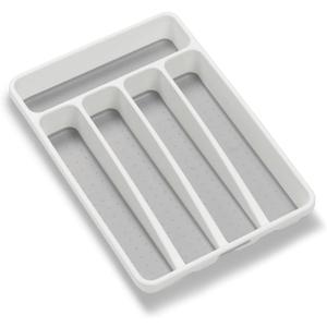 Madesmart Mini 5-Compartment Premium Antimicrobial Plastic Silverware Tray for Drawers, Cutlery and Utensil Tray Kitchen Drawer Organizer, White