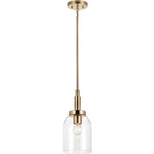 Kichler Madden 1-Light Mini Pendant Light Fixture with Clear Glass Shade in Champagne Bronze, Sloped Ceiling Compatible for Kitchen Island Hanging Lighting, (15" x 7"), 52725CPZ