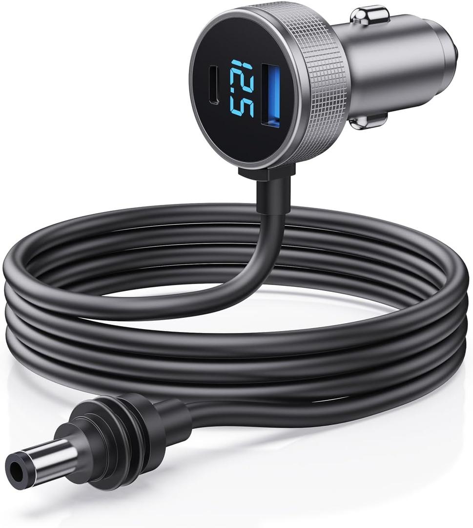 Starlink Mini Cable, 3 in 1 Starlink Mini Car Charger DC Power Cable+ Cigarette Lighter Adapter 12V-48V with Digital Display, Durable USB C PD 40W and USB A 35W Ports for Trucks and Cars (6.5FT)