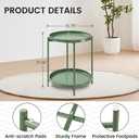 danpinera 2 Tier Metal Side Table with Removable Tray, End Table Outdoor Small Accent Table, Anti-Rust Green Nightstand for Bedroom Balcony Patio (Dark Green)