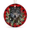 Wolf Ornaments for Christmas Tree, 1Pcs Ceramic Christmas Ornaments Red, Christmas Tree Hanging Decor 3 Pack