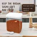 Brown sugar storage container with clay, 2-quart (64-ounce) airtight kitchen storage jar with spoon clear food-grade glass jar to keep brown sugar moist and soft.