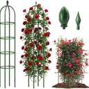 Joyhalo 2 Pack Trellis for Climbing Plants Outdoor, 6.2ft High Adjustable Garden Trellis for Flowers, Green Plastic Coated Steel Plant Stakes Use As Tomato Cage