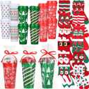 Pickmesh 12 set Christmas Bulk Gifts for Coworkers Funny 16 oz Christmas Coffee Cup Fuzzy Socks Set for Women Holiday Gift (Fresh)