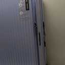 HotWay 26 Inch Expandable Checked Luggage with Cup Holder, Hardside TSA Approved Luggage with Spinner Wheels, Top Opening Suitcase For Travel, Blue