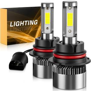 9007/HB5 High/Low Beam 6500K Cool White, 60000LM 900% Brighter, Backup Plug & Play IP68 Waterproof Replacement with 2pcs 194 168 T10 2825 LED Bulb for Interior Light License Plate Lights