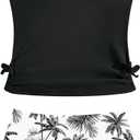 Girls Tankini Swimsuits Two Piece Bathing Suit Drawstring Swimwear Set for Girls 7-14 Years (15-16 Years, Black-palmet)