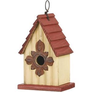 Glitzhome Bird Houses for Outside, Wooden Bird House Hanging Garden Birdhouse for Outdoors, Rustic Bird House for Bluebird Cedar Wren Chickadee Sparrow Bird Nest Box for Garden Patio -9" H