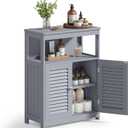 VASAGLE Floor Storage Cabinet, Freestanding Storage Unit with Double Shutter Doors and Adjustable Shelf, for Living Room, Bathroom, Entryway, Kitchen, Dove Gray UBBC040G02 (11.8"D x 23.6"W x 31.5"H)