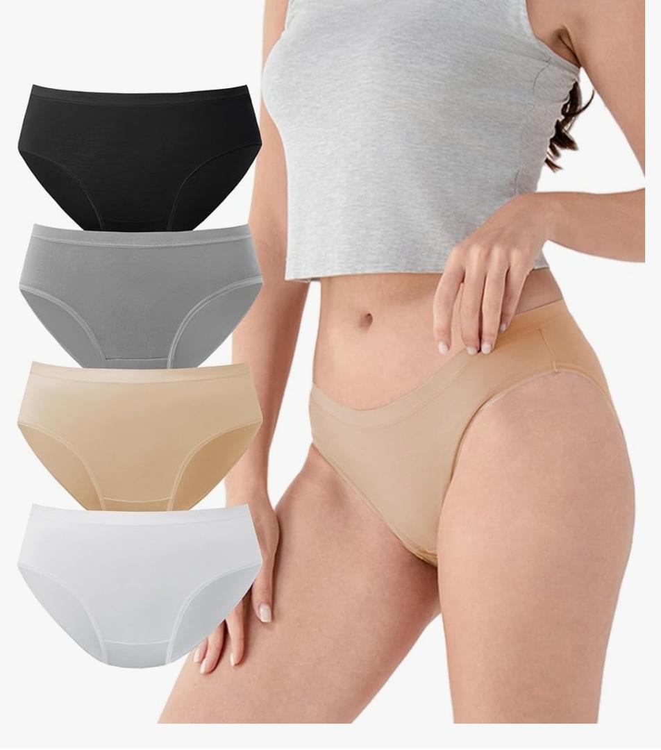 DAVID ARCHY Womens Underwear Bamboo Rayon Underwear Panties Moisture Wicking Panties Soft Breathable for Ladies, L, Pack of 4