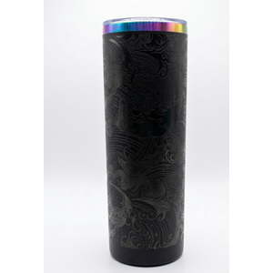 Rainbow Plated Stainless Steel Tumbler Straight Double Wall Powder Coated for Laser Engrave, 20oz Black To Iridescent