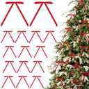 5 x Red Velvet Ribbon Christmas Bow 5 x 7 Inches Premade Red Bows for Christmas Tree Hanging Decorations Gift Wrapping Wreaths Crafts Outdoor Indoor Home Decor Wedding, Pack of 24
