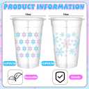 Havawish 100 Pcs Blue Winter Snowflake Plastic Cups 16 oz Disposable Clear Cups Coquette Bow Snowflake Theme Decorations for Birthday Baby Bridal Shower Wedding Xmas Winter Holiday Party Supplies