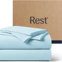 REST Evercool+ Cooling Sheet Set, Queen Size, Light Blue, Breathable Bed Sheets for Hot Sleeper and Night Sweats, with Pillowcases, with Ionic+ Self-Cleaning Silver Yarn for Sensitive Skin, 4PCS