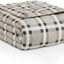 L'AGRATY Weighted Blanket - 48"x72" 15lbs Cooling Breathable Heavy Blanket Microfiber Material with Glass Beads for Adult All-Season Summer Fall Winter Soft Thick Comfort (16-white Checkered Pattern)