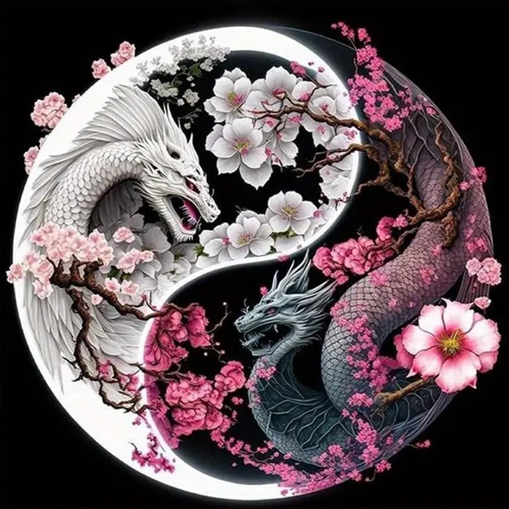 Dragon Stamped Cross Stitch Kits for Beginner, Needlepoint Counted Cross Stitch Kits for Adults, 11 CT Patterns Dimensions Counted Cross Stitch Kits Arts Craft Kits 14x14in (Without Frame)