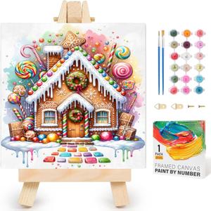 Framed Paint by Numbers Kit for Adults Beginners & Kids Ages 8-12, Easy Chirstmas Adult Paint by Number Kits on Canvas with Easel, Acrylic Oil Painting Kits for Adults for Gift Home Decor(8x12 inch)